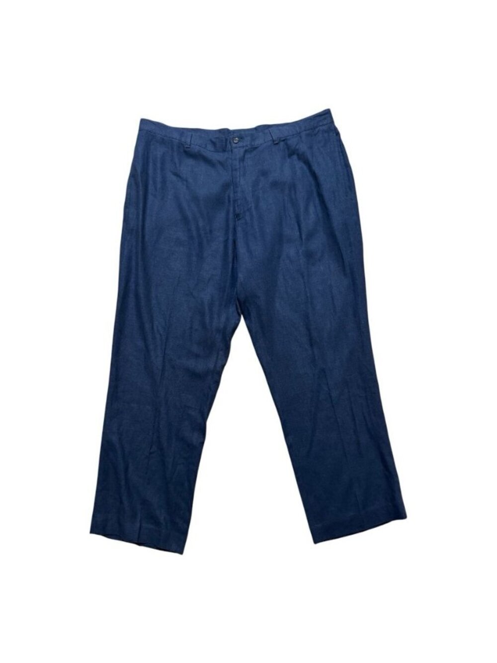 Alan Flusser Linen Blend Dress Pants 40x30 Navy Flat Front